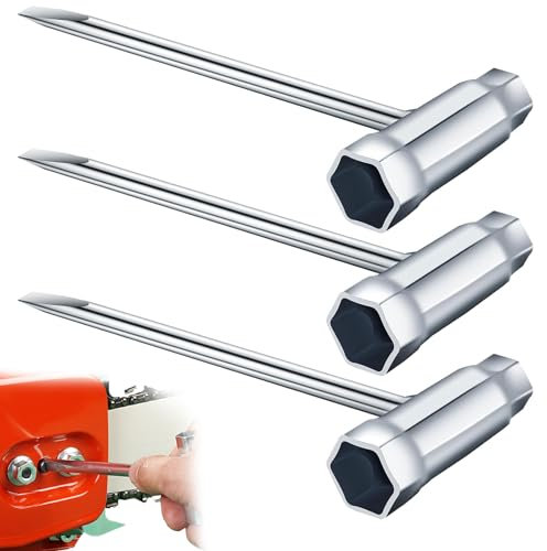 banjiabb 3 Stück 13 mm X 19 mm Zündkerzenschlüssel,T Schraubenschlüssel,Kettensägenschlüssel,Forst Zubehör,Motorsägenschlüssel,Kombischlüssel,Kettensägen Zubehör,für Kettensäge