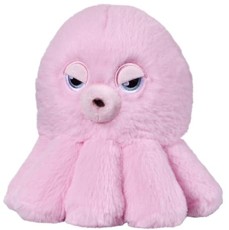 Bauer Spielwaren - Grumpy Dudes - Oktopus: Kuscheltier mit grimmigen Blick, aus softem Plüsch, 15 cm, rosa (12252)
