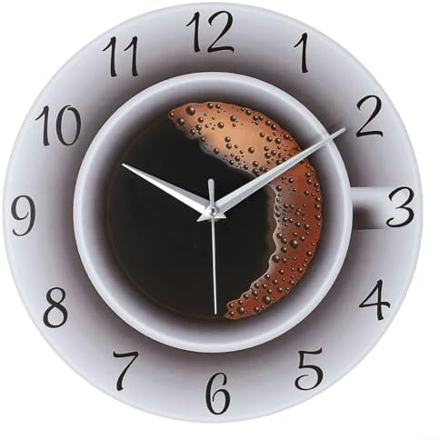 Kreative Wanduhr mit Kaffee-Motiv, nicht tickend, für Arbeitszimmer oder Arbeitsbereiche