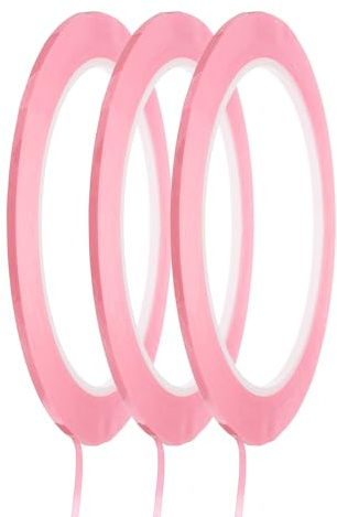 QUARKZMAN 2mmx66m Feine Linien Klebeband Rosa, 3 Rollen PET Klebestreifen Selbstklebend Dünnes Zierstreifen, Whiteboard Klebeband Wasserdicht Gitter Markierungsband für Büro Haushalt