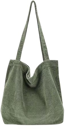 2026 Damen Cord-Tragetasche, große Schultertaschen, lässig, große Kapazität, Einkaufstasche, Arbeitstasche, armee-grün, Einheitsgröße