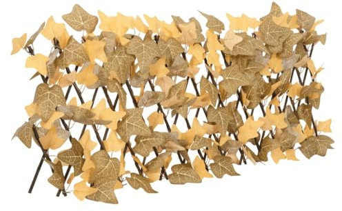 Treillis avec feuilles d'érable artificielles, extensible, 180 x 30 cm, brise-vue robuste, en bois, pour jardin et balcon, feuillage en PVC facile d'entretien