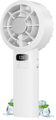 Mini Ventilador Portátil de Mano,3000mAh MIni Ventilador de Mesa Recargable | 1-120 Velocidades,Hasta 7h,Ventiladores Pequeño USB con Pantalla LED,Inalámbrico Fan para Viajes Oficina Maquillaje Exterior