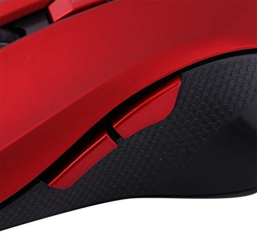 Akozon 2,4 GHz Optische Gaming-Maus – Leichtes, Tragbares Design mit Einstellbarer DPI, 6 Tasten, USB-Empfänger für PC-Gaming – Elegantes Schwarzes Finish (Rot)