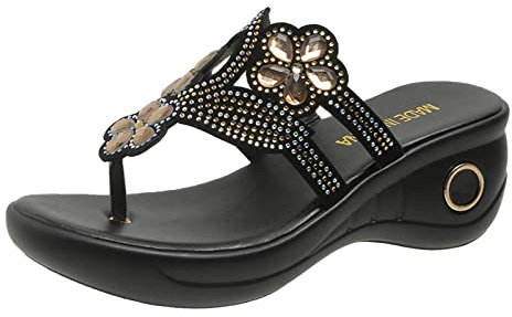 Cocila Tongs De Plage Pour Femmes Sandales À La D'Été Nouveau Modèle Flip Flop Strass Creux Fleur Confortable Chaussures Polyvalentes Femme Orthopedique Tong Orthopédique Claquette Été Tongues Or 41