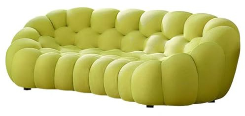 Peiaw 160 cm Bubble-Modulares Sofa,3-Sitzer-Gestricktes Sofa mit Runden Puffigen Polstern,Modernes Avocado-Grünes Bequemes Sofa für Wohnzimmer,Lounge & Gemütliche Ecken(Pedal)