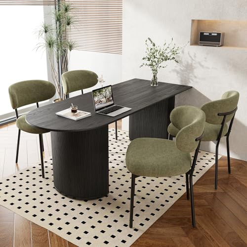 MALOL Gepolsterte Esszimmerstühle 4er Set – Moderner Stoff, Gebogene Rückenlehne, gepolsterter Sitz, stabile Metallbeine – Design-Stühle für Küche, Esszimmer, Wohnzimmer – Grün