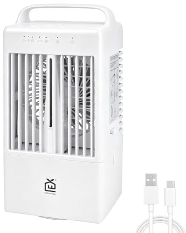 EXTRASTAR Mini Climatiseur Portable 4 en 1, Climatiseur Mobile Silencieux, Réservoir d'Eau 900ML, 3 Vitesses Réglables, Lumière RGB Intégrée, Minuterie 2/4 H,Ventilateur Brumisateur pour Maison Bureau