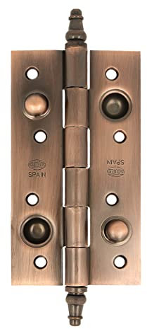 Amig - Bisagra de Seguridad - 150 x 82 x 3 mm - Cantos Cuadrados - Con Remate Decorativo - Sujeta Puertas de Entrada con Firmeza - Acero Bronceado