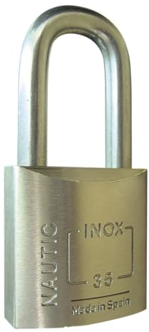 Lince Cadenas Nautic 550 30 | cadenas marin extérieur anticorrosion | corps en laiton poli 30 mm | anse inox 18 mm | robuste et certifié EN12320