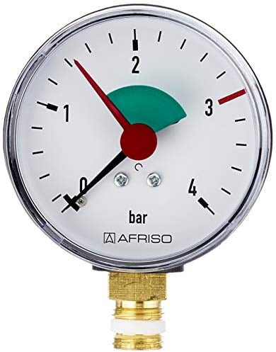 Sanitop-Wingenroth Rohrfeder-Manometer | Druckmessgerät für geschlossene Heizungsanlagen | Anzeigebereich: 0-4 bar | Anschluss von unten | Typ 1/4 '' | Kunststoff | 27169 1