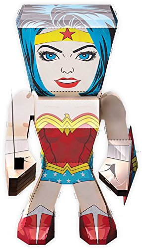 Fascinations MEM025 Metal Earth Metallbausätze - Justice League Mini Wonder Woman, lasergeschnittener 3D-Konstruktionsbausatz, 3D Metall Puzzle, DIY Modellbausatz mit 1 Metallplatine, ab 14 Jahre