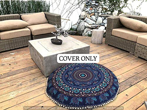 ganesham indischen Hippie Pouf osmanischen handgefertigt Toss Kissen, Boho Decor indischen Mandala Wandteppich, rund,, Boden, Mandala, Kopfkissen,