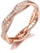 Qings Rose Plaqué Or Bague,925 Bague en Argent Sterling Incrusté Zircon Cubique Saint Valentin Cadeau pour Petite Amie
