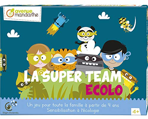 My Mandarine JS003C - Multispiel Das Öko-Team, auf französisch, (2x Kartenspiele, 1 Puzzle mit 25 Teilen, 1x Quiz), ideal um die Kinder zum Umwelt zu sensibilisieren, ab 4 Jahren, 1 Stück