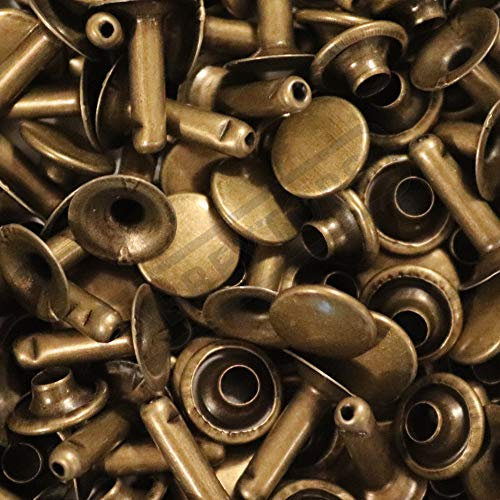 Abbeytops Single Cap Rivets 6x5 7x7 9x8 & 9x12 Stud Rapid Rivets Leather Craft Repair (9x12mm, Antique Brass)