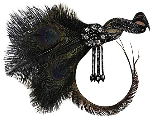 YWLINK Gatsby KostüM Accessoires Klassisch Cocktail Tea KopfstüCk Flapper Stirnband Tanzparty Party Retro Headwear FüR MäDchen Und Damen 1920er Jahre ZubehöR Stirnband