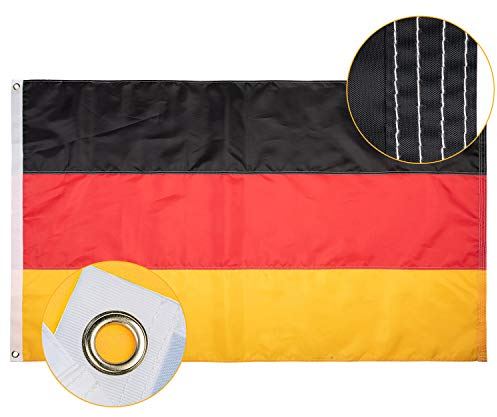 FLAGBURG Deutschland Flagge 90 x 150 cm,Deutsche Fahne mit Genähten Streifen(Nicht Gedruckt),Wetterfeste Nationalflagge mit Messingösen, Lebendige Farbe und UV-beständig für Außenbereich