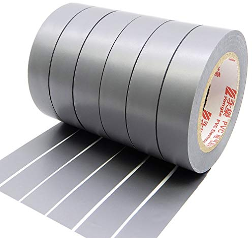 Maveek Isolierband Grau, 6 Rollen 15mm x 15 m isolierband Wasserdicht Elektrisch PVC klebeband für kabel isolierung, Reparatur und Bündelung von Kabeln