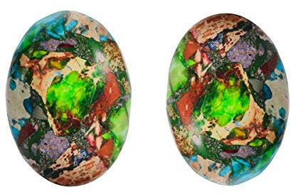 Nupuyai 2 Stück Cabochon Edelsteine für Schmuckherstellung Flache Rückseite Oval Stein für Charms DIY 18 x 25 mm