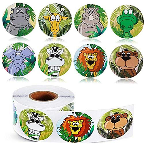 500PCS Zoo-Tiere Runde nette Aufkleber Rollen Adhesive-Aufkleber Scrapbooking für Notebook Kinder Belohnungen Stationery Sticker