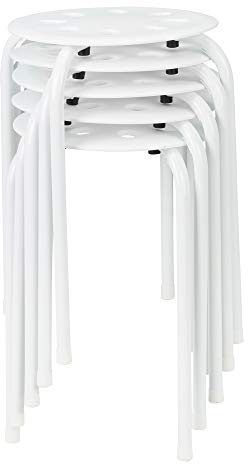 Norwood Commercial Furniture Stacking Stools for Kids and Adults, 17.75 Standard Height Portable Nesting Office and Classroom Stools, White, Pack of 5