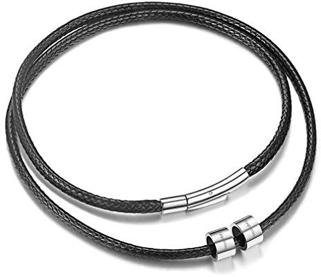 FaithHeart Lederkette mit 2 Beads Damen Freundschafts Partnerkette mit Geschenkebox für Paar Pärchen