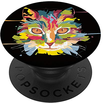 Colorful Pop Art Cat Lover Gift Girls Teens Women PopSockets Grip and Stand for Phones and Tablets