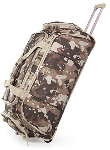 Pierre Cardin Leichter Rollkoffer mit Rädern - Duffle Bag mit strapazierfähigen Stress-geprüften Skate-Rädern | Trolley & Trageoptionen | Reisetasche mit Rollen CL769 (Large Camo 30).