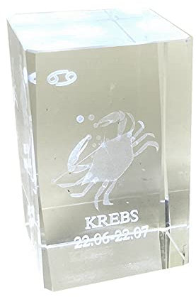 Krebs 3D Glas Kristall Quader XL Sternzeichen im Hochformat - Wien Österreich Austria - Setzkasten Deko Vitrine (Krebs)