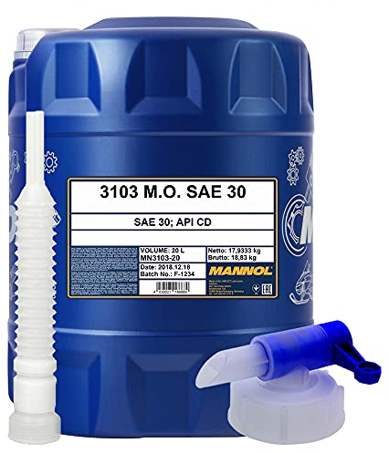 20 Liter, MANNOL 3103 M.O. SAE 30 Einbereichsmotoröl