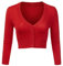 Totatuit Women's Cropped Cardigan V Neck Bolero Shrug Open Front Knitted Buttons Jumper Red Cardigans,L
