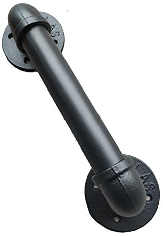 DJYSXA Staircase Handrail, 50-120cm Industrial Pipe Grab Bar, Black Wrought Iron Railing Handrail, Corridor Support Rod, Wall Mounted Home Garden Corridor Lofts Decking Railings (Size : 25cm/9.8inch)