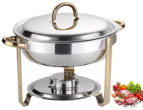 Chafing Dish Rund Edelstahl 4L Warmhaltebehälter Speisenwärmer Wärmebehälter Chafing Dishes Buffetwärmer Speisen Catering Buffetwärmer für Buffet Catering Gastro und Party 41 * 34 * 30cm