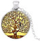 Großhandel Halskette mit Anhänger Baum des Lebens Gustav Klimt Kunst Malerei Schmuck Glas Cabochon Anhänger, 3