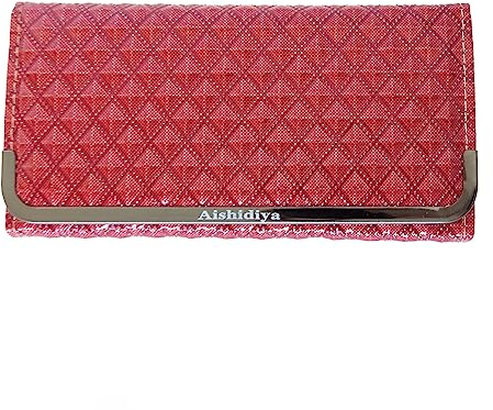 Sonia Originelli Portemonnaie Damen Geldbörse Clutch glänzend Lack 3D Optik Rauten Farbe Rot