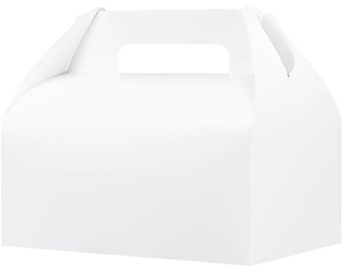 UnicoPak 30 Pack 22.5x15x15 cm Large Party Food Boxes White Gift Boxes with Handles Bakery Boxes Treat Boxes Cardboard Lunch Boxes for Birthday Wedding Party Favours Picnic Christmas
