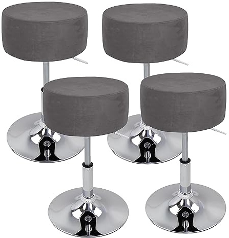 XGANGM Hockerbezug Rund Durchmesser 33.5/34cm H14/17 cm Sitzhocker Bezug Stretch Velvet Hocker Rund Bezug Runder Stuhlbezug Protector Waschbarer Runder Drehbarer Hocker Schonbezug,#1,4pcs
