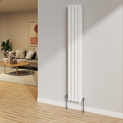 NRG 1800x272mm Gloss White Radiator Vertical Flat Panel Bathroom Double Rad | Central Heating Compatible, Designer Radiator, Wall Mounted, Mild Steel, Tall Radiator, for Living Room, Kitchen, Bathroom