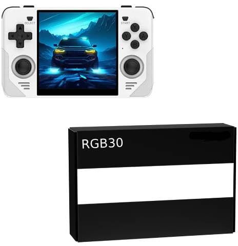 Powkiddy RGB30 Console di gioco portatile retrò Arcade con 30000 giochi 4 pollici HD IPS, CPU RK3566, sistema JELOS, WiFi 5G integrato/Bluetooth-16+256G bianco