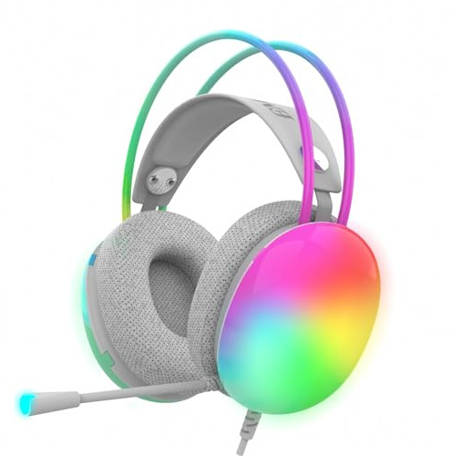 İnca IGK-X8Y Gaming-Headset – 7.1 Virtueller Surround Sound, RGB-Beleuchtung, 50-mm-Treiber, USB-Kabel, Geräuschunterdrückendes Mikrofon, Lautstärkeregelung, Kompatibel mit PC/PS5, 320g Leichtgewicht