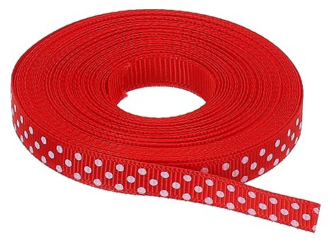 QUARKZMAN 10 Yards Grosgrain Farbbänder 0.4 Rot mit Weiß Punkte | Farbband Schleife Dekoration, für Handwerk Geschenk Verpackung Hochzeit Basteln Handarbeit