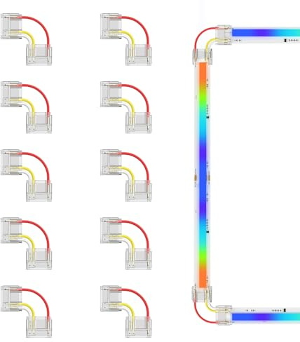 PAUTIX 12mm Anschlüsse10 Stück L förmige/Eckverbinder,lötfreie Klemmenver längerungs verbindung für 3pin RGB Smart IC COB LED Streifen Lichter, NICHT für 10mm/8mm/5mm LED Band lichter