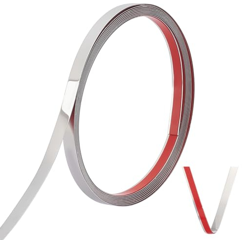 UNICRAFTALE 4m Moulure Murale Garniture 201 Acier Inoxydable Peel And Stick Moulure Flexible Auto-Adhésive Moulure Moulure Garniture Murale pour Mur Miroir Meubles Porte Armoire Largeur de 10 mm