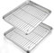 Herogo Teglia da forno con griglia di raffreddamento, in acciaio inox con griglia per torte (2 teglie, 2 griglie di raffreddamento), grande teglia rettangolare con griglia per forno, griglia di