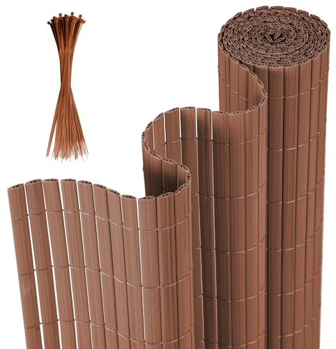 Joparri Sichtschutzmatte 140 x 600 cm PVC Sichtschutzzaun 3-Gewicht-Verstärkung, Stabil PVC Sichtschutzstreifen Braun Privatsphäre Sichtschutz für Garten Balkon Terrasse Zaun