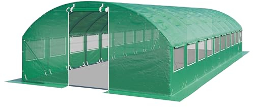 TOOLPORT Foliengewächshaus Gewächshaus 4x10m stabil & langlebig mit Fenster - reißfeste PE Plane 180g/m² grün transparent