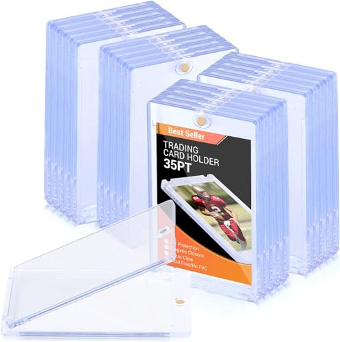 KAHEIGN 12Pcs Sammelkarten Hüllen mit Magnet, 35PT Magnetic Card Holder Kunststoff UV-Schutz Kartenhüllen Transparent Karten Rahmen Sammelkarten Schutzhüllen für Spielkarten Sportkarten