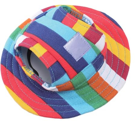 Dog Mesh Sun Cap, Hunde Baseball Cap, Haustier Baseball Mütze, Haustier Visor Caps, Hund Sport Hüte, mit Ohrlöchern und Verstellbarem Kinnriemen, für Hunde Haustiere Welpen,Streifen, S