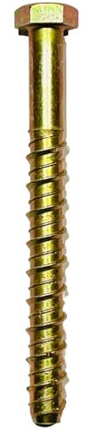M12 (12mm) MultiScrew Masonry Concrete Self Tapping Anchor Screw Bolts with Hexagonal Head Hex Lightning Thunderbolt Ankerbolt Yellow Zinc Plated (8, M12 x 150mm)